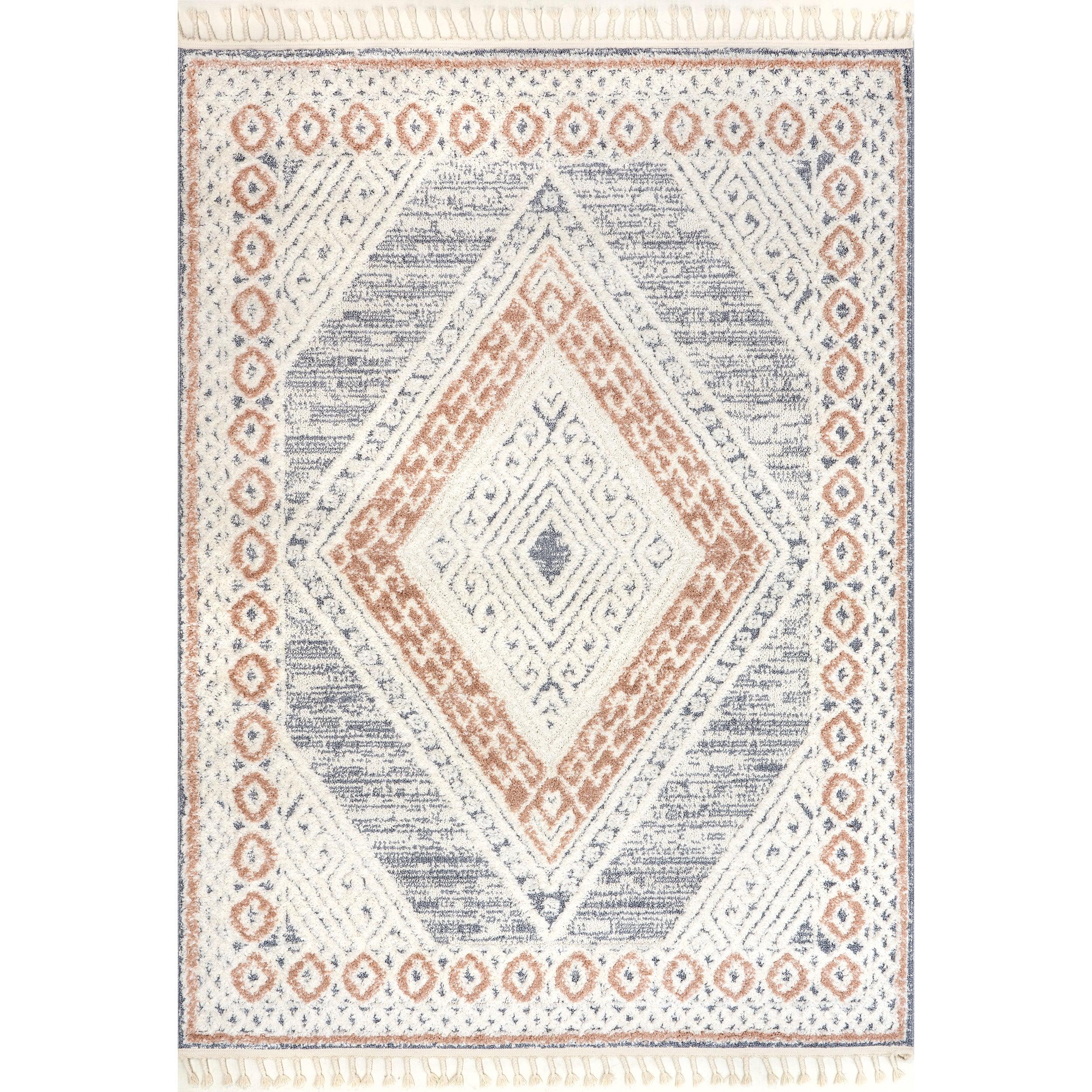 Acacia Raised Diamond Tasseled Area Rug - Frankwebs