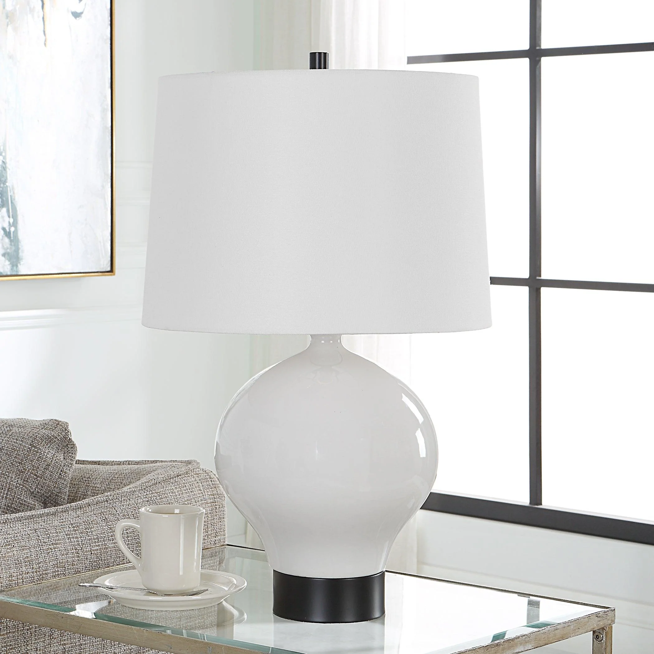 Collar Gloss White Table Lamp - Frankwebs