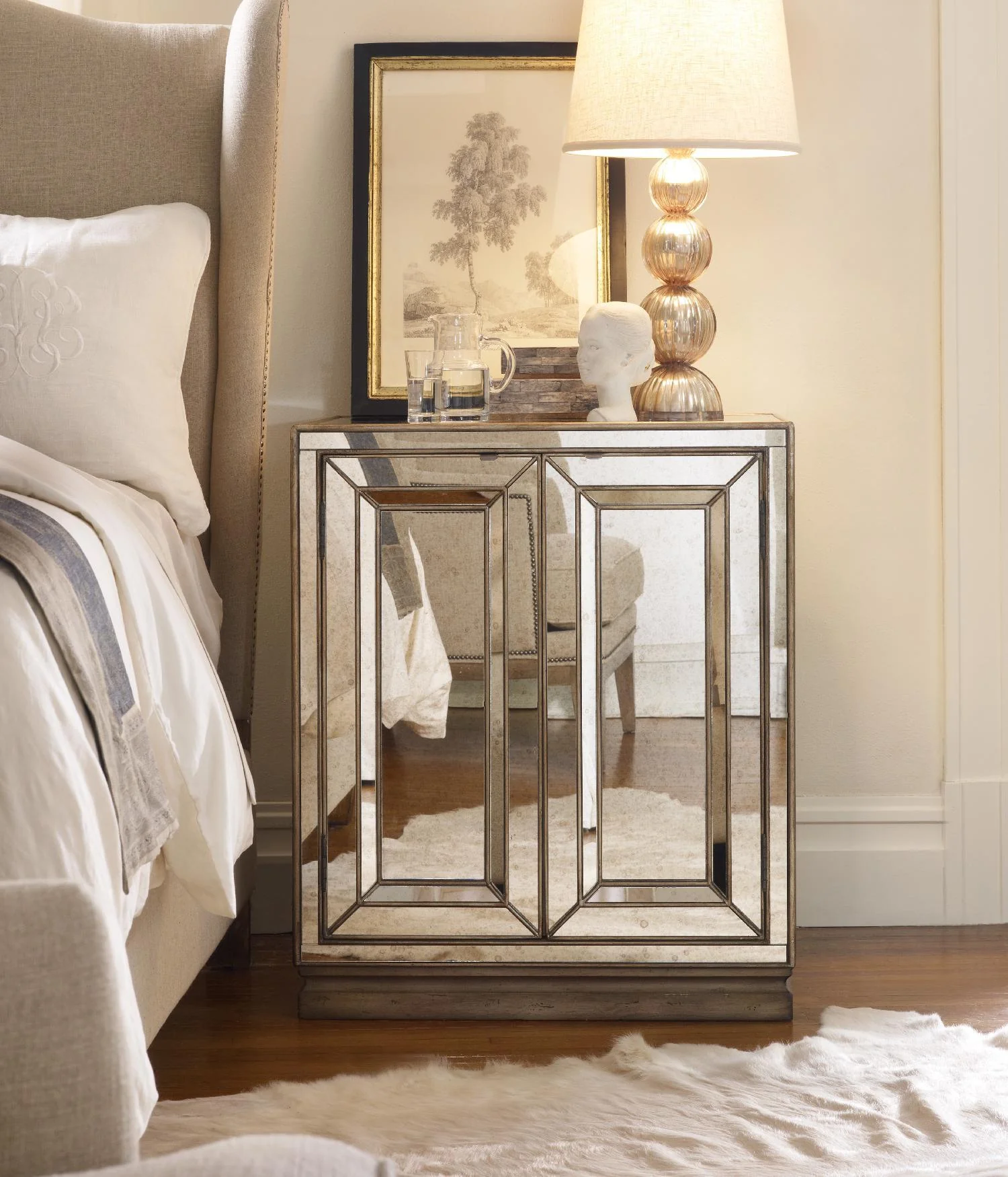 Sanctuary Two-Door Mirrored Nightstand - Visage - Frankwebs