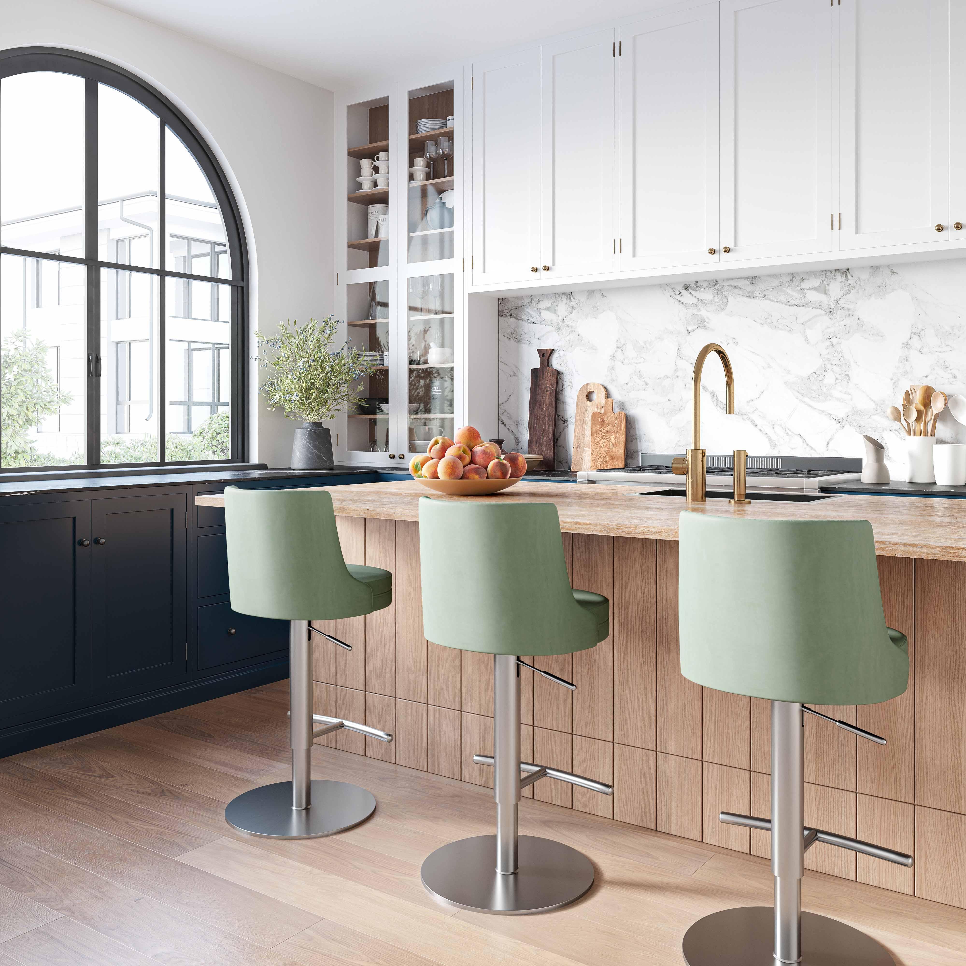 Reagan Sea Foam Green and Silver Adjustable Stool - Frankwebs