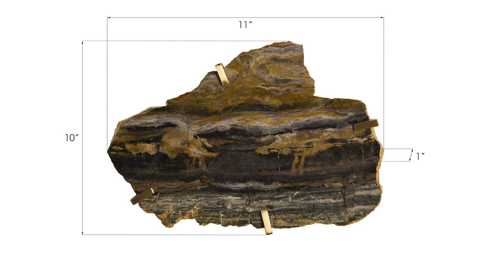 Gem Wall Tile in Brass Setting, Earth Marble - Frankwebs