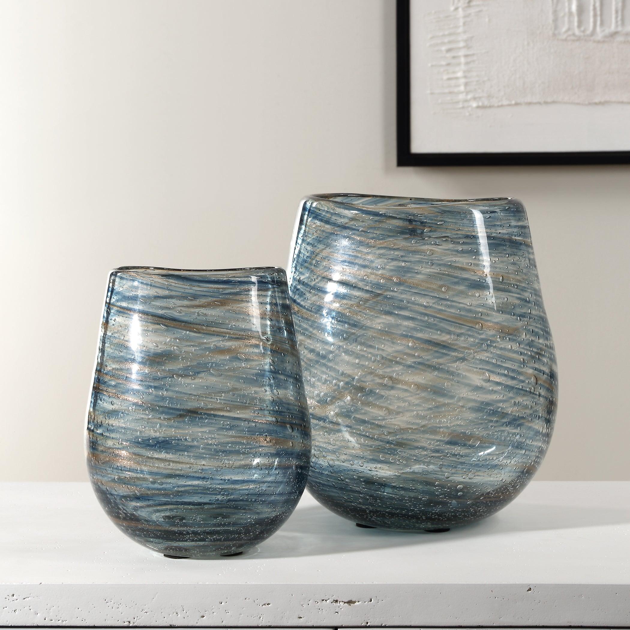 Aurora Swirl Glass Vases, S/2 - Frankwebs