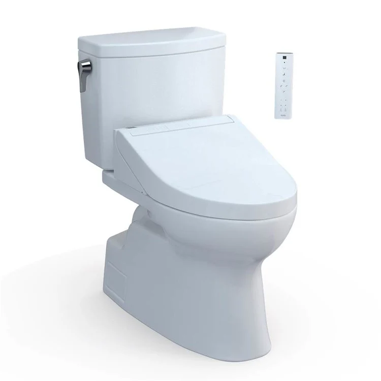 Toilet Vespin II 2 Pieces Universal Height Cotton Elongated ADA 30 Inch 1.0GPF 12 Inch Rough-In Tornado Left Hand Washlet+C5 - Frankwebs