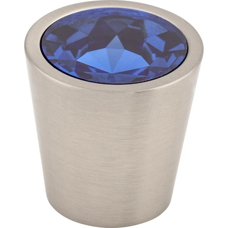 Knob Crystal Blue Conical for Decorative Hardware Brushed Satin Nickel Brass 1-1/16 Inch 1-1/16 Inch - Frankwebs