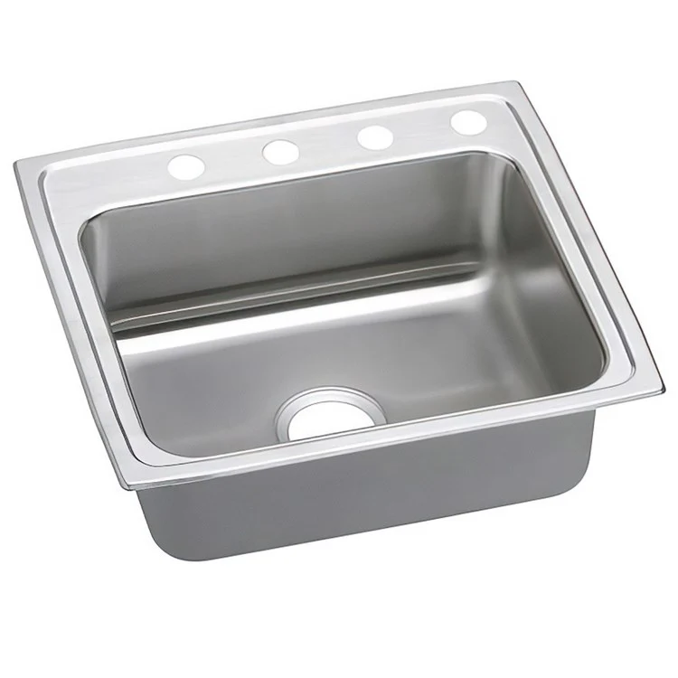 Kitchen Sink Lustertone Classic 25 x 21.25 Inch Single Bowl ADA Lustrous Highlighted Satin Top Mount Rectangle Drain Location Rear Center Depth 5 Inch Quick Clip Mounting System Full Spray Sides and Bottom - Frankwebs