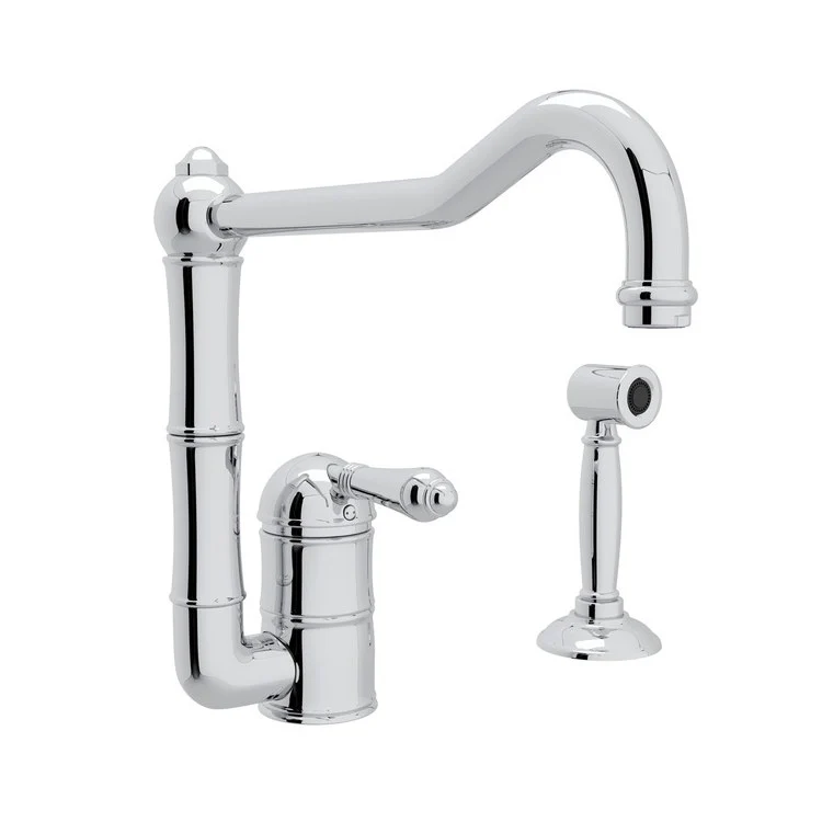 Kitchen Faucet Acqui with Sidespray Column Spout and Extended Spout 1 Metal Lever Polished Nickel 1.5 Gallons per Minute - Frankwebs