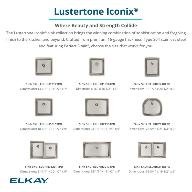 Kitchen Sink Lustertone Iconix 14.5 x 14.5 Inch Single Bowl with Perfect Drain Luminous Satin Undermount - Frankwebs