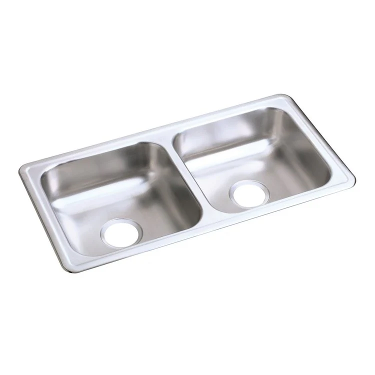 Kitchen Sink Dayton 33 x 17 Inch Double Bowl Equal ADA Satin Drop-In Rectangle Drain Location Center Depth 6 Inch Bottom Only Pads - Frankwebs
