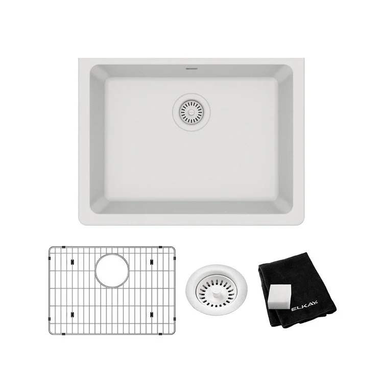 Sink Kit Quartz Classic 24.625 x 18.5 Inch Single Bowl White Bottom Grid Drain Cleaning Kit - Frankwebs