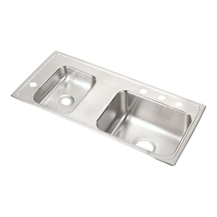 Classroom Sink Lustertone 37.25 x 17 Inch Double Bowl ADA Left 4 Hole Lustrous Satin Drop-In Minimum Cabinet Size 42 Inch 4-1/2 Inch 18 Gauge Bottom Only Pads 64090014 Mounting Hardware Included for Countertops Up to 3/4IN - Frankwebs