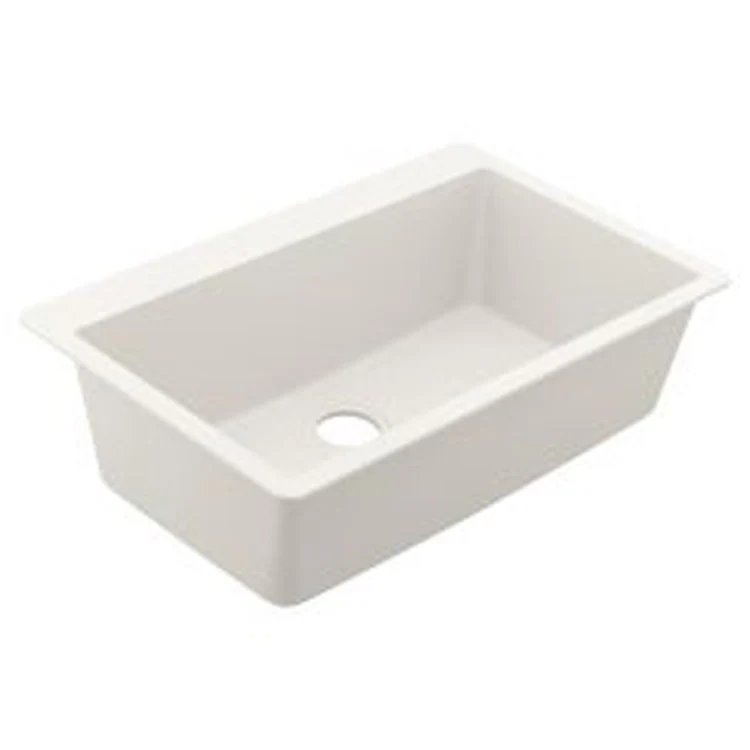 Kitchen Sink Granite Series 30-1/4 x 16-5/16 Inch 9-7/16 Inch Single Bowl White Undermount or Drop In Rear Center Drain - Frankwebs