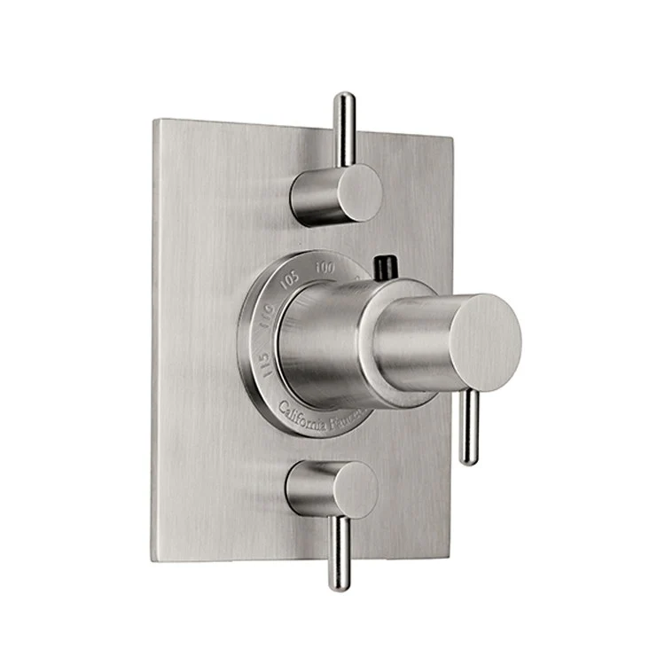 Thermostatic Trim Avalon Rectangular with Dual Volume Control 3 Lever Polished Nickel ADA for Requires Rough Valve TH52-R Or TH52D2-R Handles and Escutcheon Brass 6 Inch Length - Frankwebs