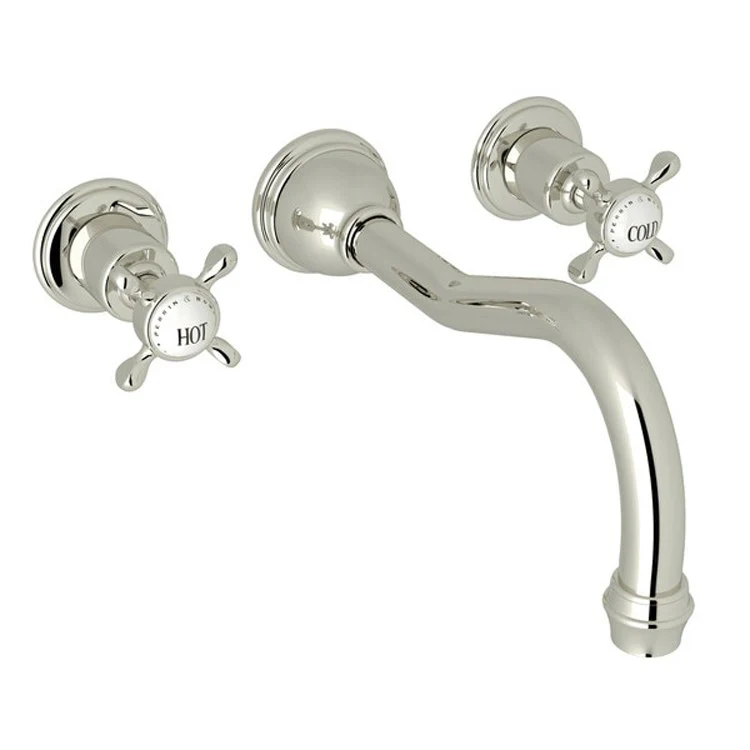 Tub Filler Edwardian Wall Mount 2 Cross Column Spout Satin Nickel - Frankwebs