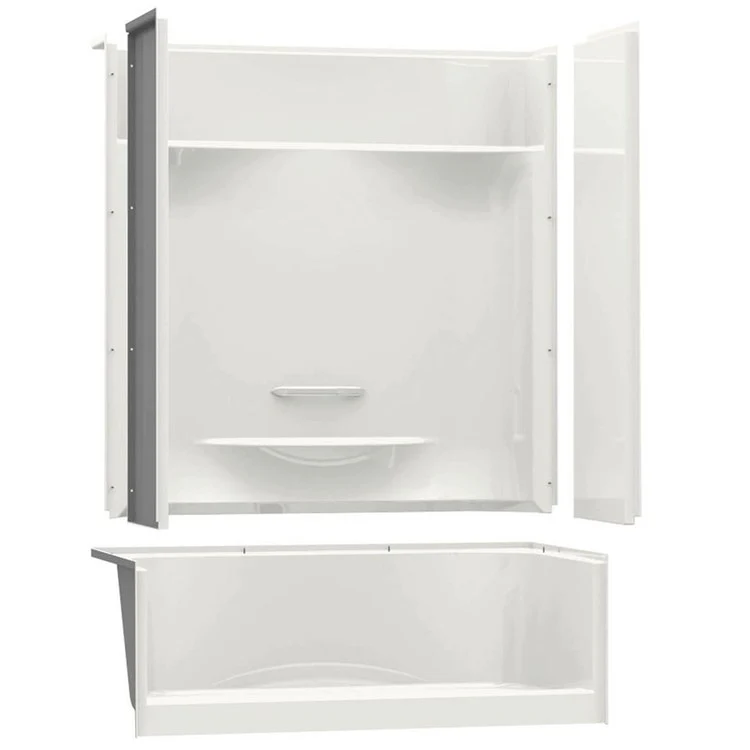 Shower Module 59-3/4 x 33-1/2 x 80-1/8 Inch AcrylX White 4 Pieces Left Hand - Frankwebs