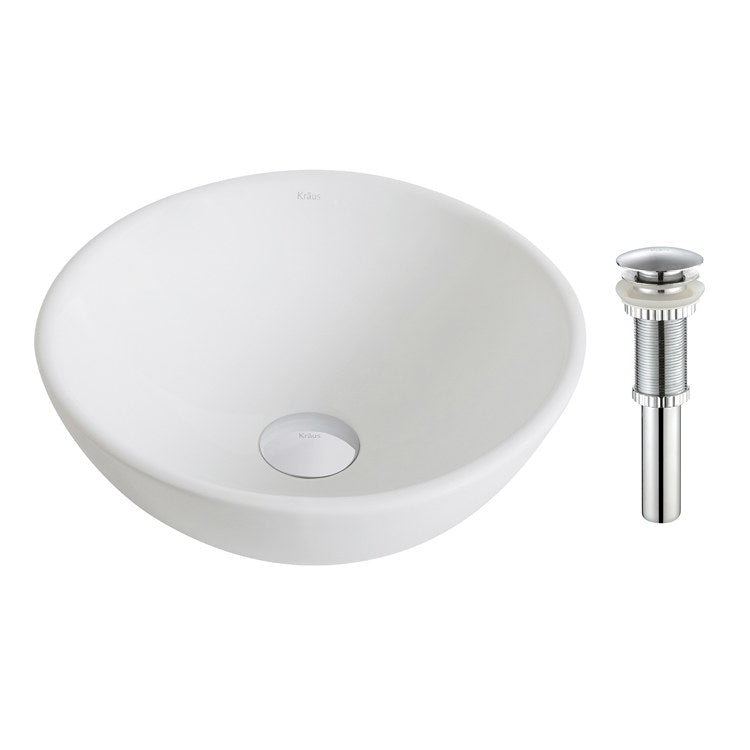 Elavo Small Round Ceramic Bathroom Vessel Sink with Pop-Up Drain - Frankwebs