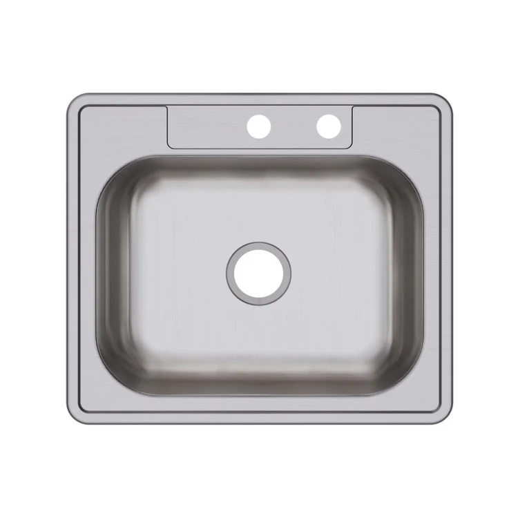 Kitchen Sink Dayton 25 x 21.25 Inch Single Bowl MR2 Hole ADA Satin Drop-In Rectangle Drain Location Center Depth 6-4/7 Inch Bottom Only Pads - Frankwebs