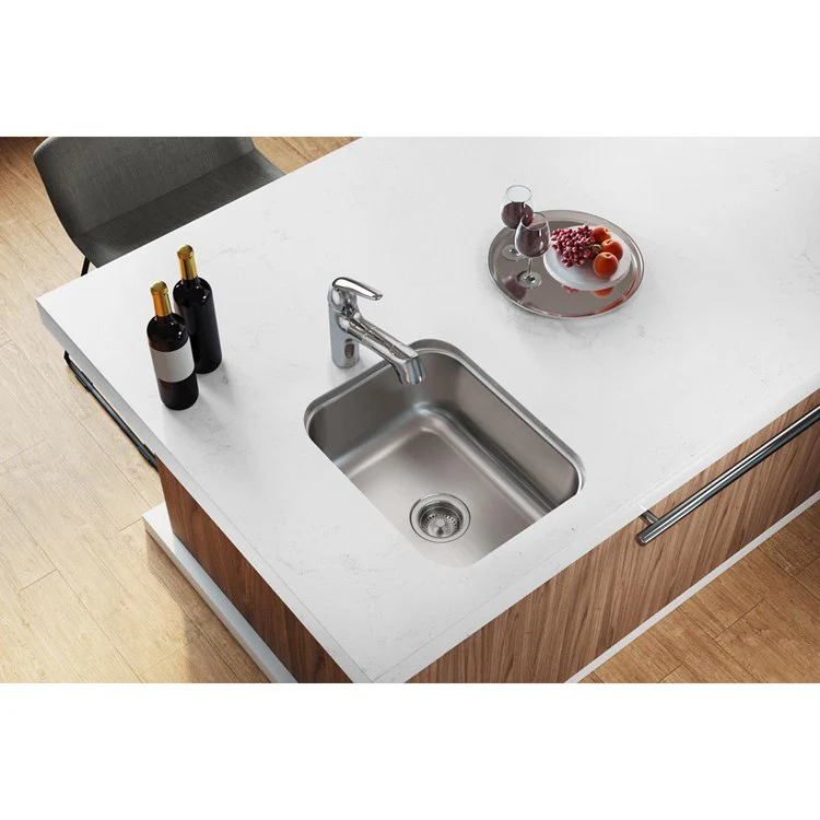 Bar Sink Dayton 16 x 21 Inch Single Bowl Radiant Satin Undermount Rectangle Drain Size 3-1/2 Inch - Frankwebs