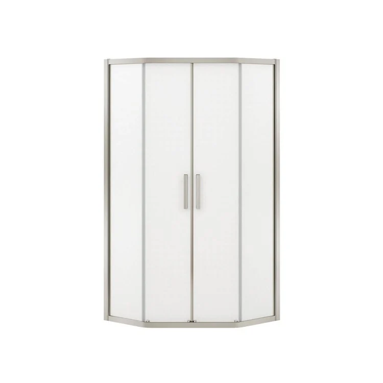 Shower Radia Neo-Angle Slider Door Brushed Nickel 38 x 71-1/2 Inch Tempered Glass - Frankwebs