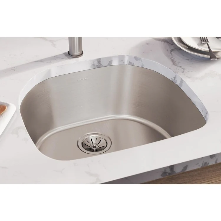Kitchen Sink Lustertone Iconix 23.625 x 21.25 Inch Single Bowl Luminous Satin Undermount Drain Location Rear Center - Frankwebs