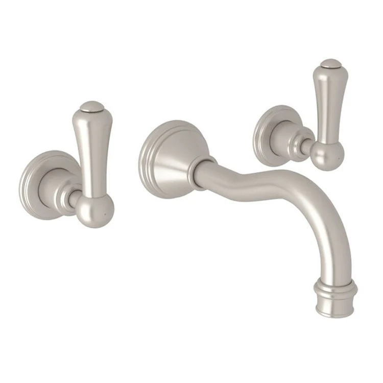 Lavatory Faucet Georgian Era Wall Mount 2 Lever Satin Nickel 1.2 Gallons per Minute - Frankwebs