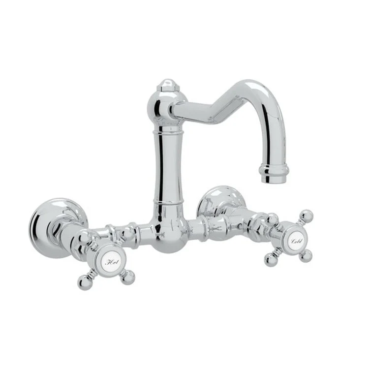 Kitchen Faucet Acqui Wall Mount with Sidespray 2 Cross Handle Polished Chrome Column Spout 1.5 Gallons per Minute - Frankwebs