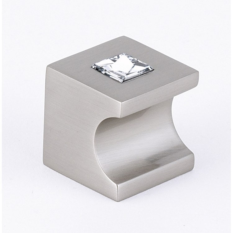 Knob Contemporary 2 Crystal Square Crystal Satin Nickel Brass 1 Inch 1 Inch 1-1/8 Inch - Frankwebs