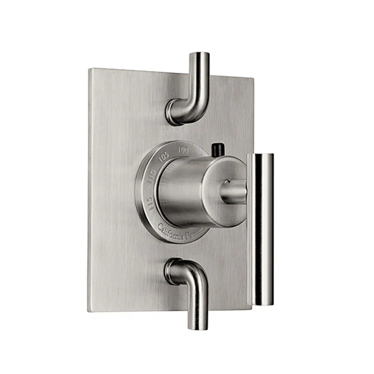 Thermostatic Trim Tiburon Rectangular with Dual Volume Control 3 Lever Satin Nickel ADA for Requires Rough Valve TH52-R Or TH52D2-R Handles and Escutcheon Brass 6 Inch Length - Frankwebs