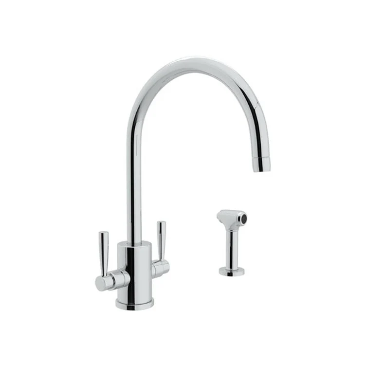 Kitchen Faucet Holborn Round Body 2 Lever English Bronze C-Spout 1.8 Gallons per Minute - Frankwebs