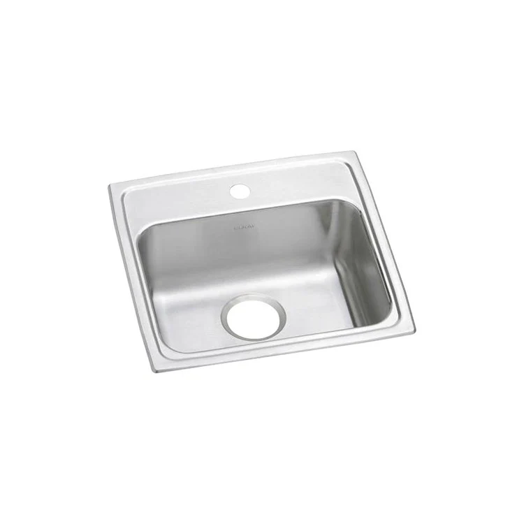 Kitchen Sink Lustertone Classic 19 x 18 Inch Single Bowl 1 Hole ADA Lustrous Satin Drop-In Rectangle Drain Location Rear Center Depth 5-1/2 Inch Bottom Only Pads - Frankwebs
