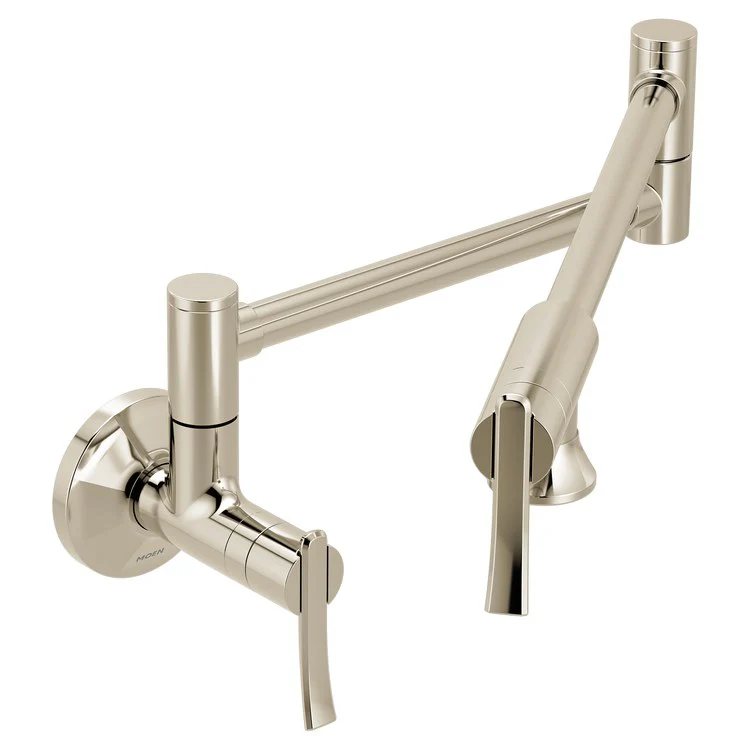 Pot Filler Sinema Modern 2 Lever ADA Polished Nickel 1 Hole 5.5 Gallons per Minute - Frankwebs