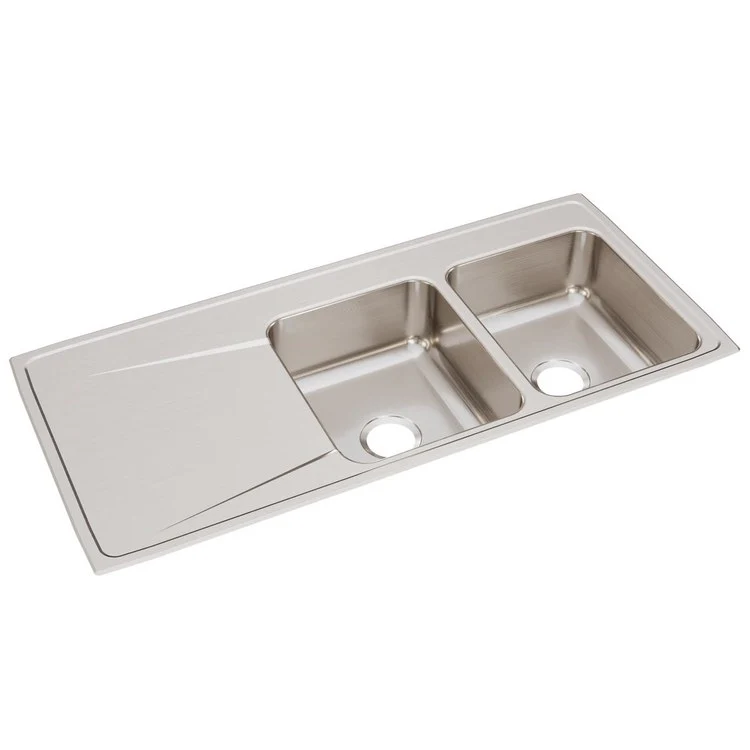 Kitchen Sink Lustertone Classic 48 x 22 Inch Double Bowl Equal with Left Drainboard Lustrous Satin Drop-In - Frankwebs