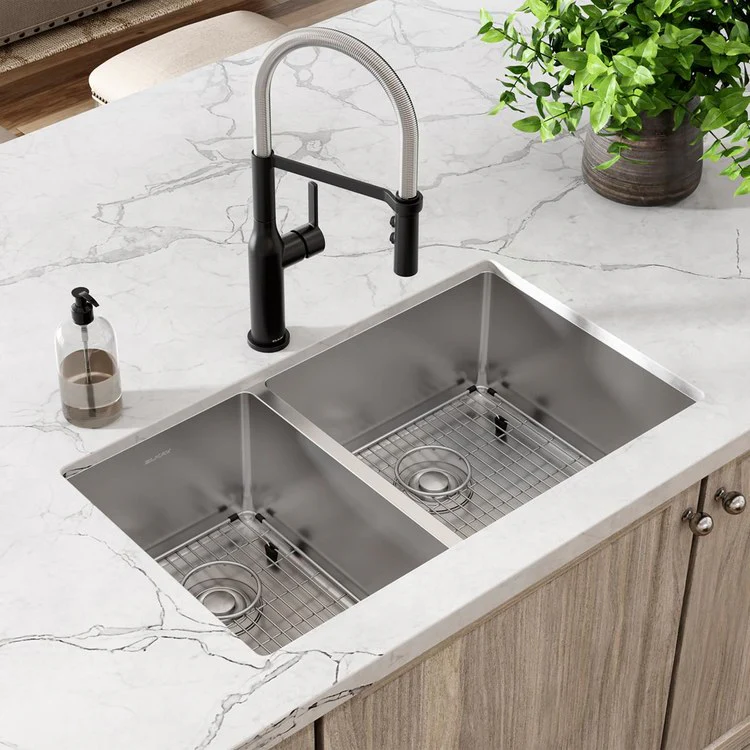 Kitchen Sink Crosstown 31.5 x 18.5 Inch Double Bowl 40/60 Kit Polished Satin Undermount - Frankwebs