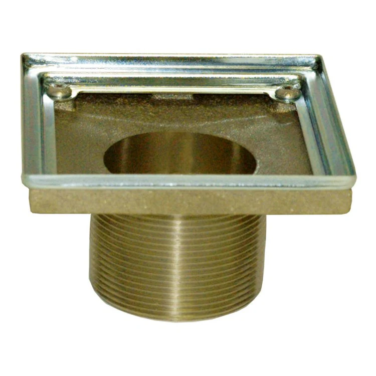 Drain Body 4 x 4 Inch Square Shower Throat Brass/Stainless Steel for 2 Inch IPS Drain Bodies - Frankwebs