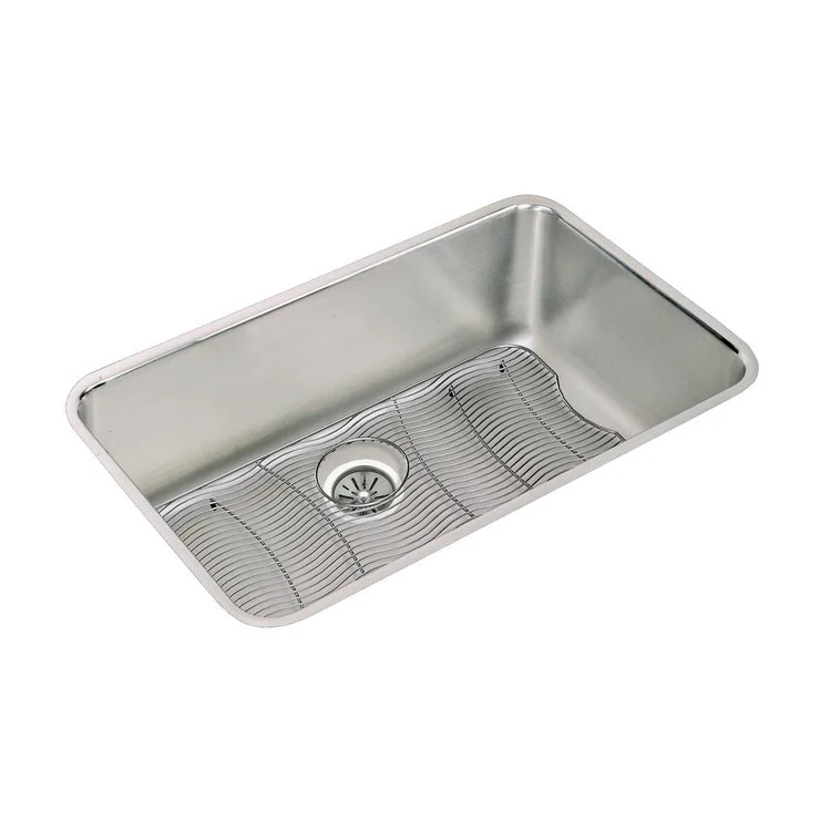 Kitchen Sink Lustertone Classic 30.5 x 18.5 Inch Depth 10 Inch Single Bowl Kit Lustrous Satin Undermount Drain Location Rear Center - Frankwebs