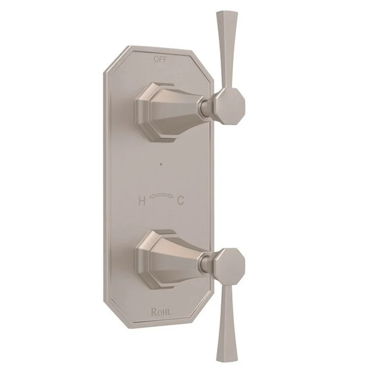 Thermostatic Trim Deco 1/2 Inch with Diverter 2 Lever Polished Nickel Brass - Frankwebs