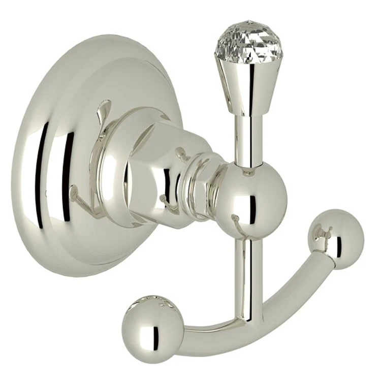 Robe Hook Swarovski Crystal Double Satin Nickel 2-7/8 Inch Wall Mount Brass - Frankwebs