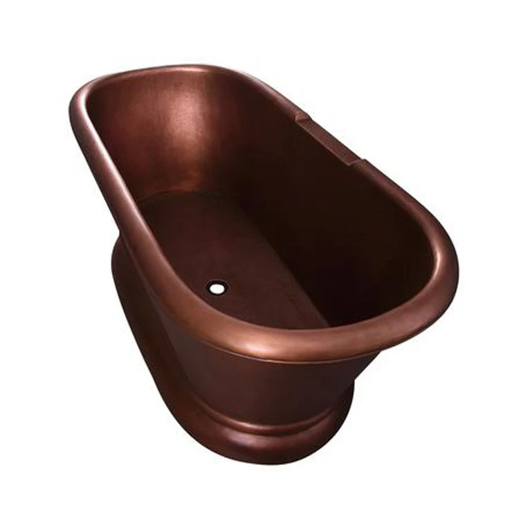 Freestanding Tub Reedley 60 Inch Double Roll Top Oval Antique Copper No Faucet Holes Tap Deck - Frankwebs