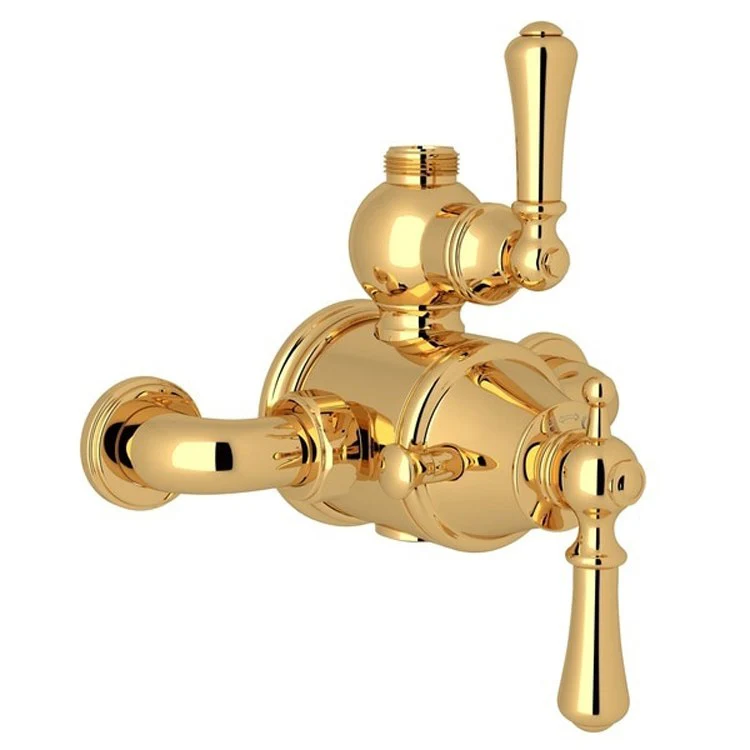 Thermostatic Valve Trim Georgian Era Exposed with Volume & Temperature Control 2 Metal Lever English Gold - Frankwebs