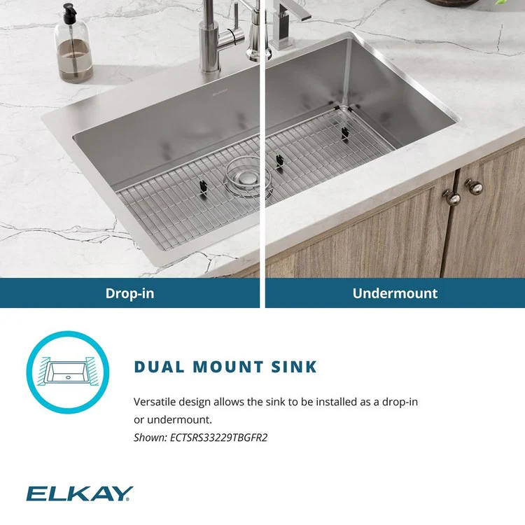 Kitchen Sink Crosstown 33 x 22 Inch Single Bowl Kit FR2 Hole Polished Satin Drop-In Undermount Stainless Steel 18 Gauge - Frankwebs