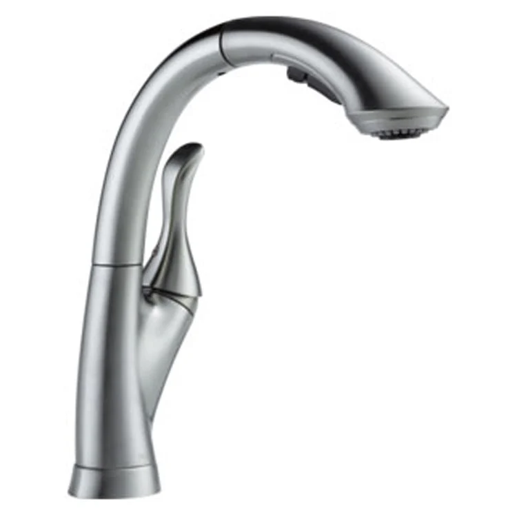 Linden Single Handle High Arc Pull Out Kitchen Faucet with Multi-Flow Technology - Frankwebs