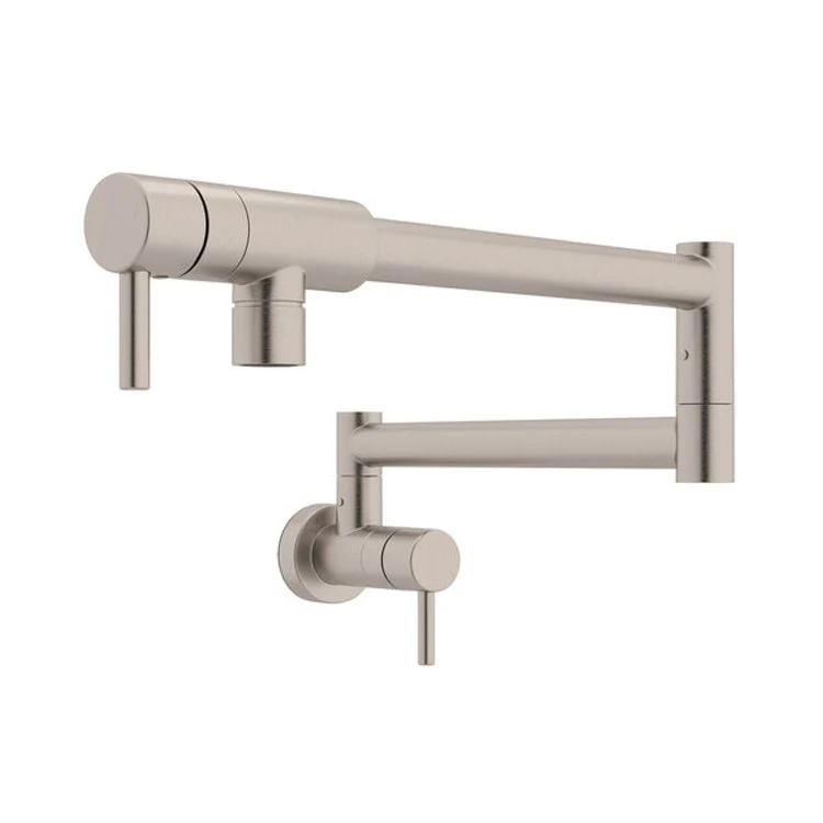 Pot Filler Modern Wall Mount 2 Metal Lever Satin Nickel - Frankwebs
