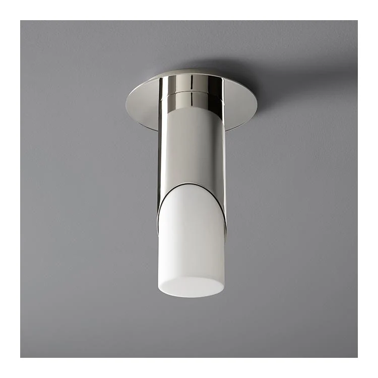 Ellipse Single-Light Small Flush Mount Ceiling Fixture with Acrylic Shade - Satin Nickel - Frankwebs