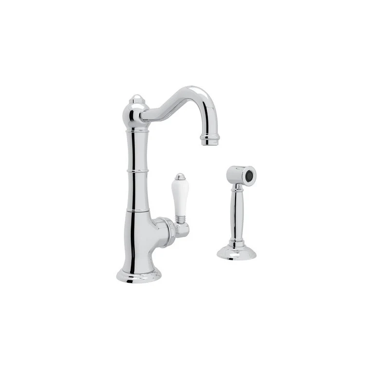 Kitchen Faucet Cinquanta with Sidespray Column Spout 1 Porcelain Lever Polished Nickel 1.5 Gallons per Minute - Frankwebs