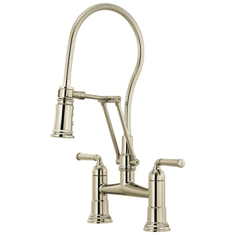 Kitchen Faucet Rook Bridge with Finished Semi-Flexible Hose 8 Inch Spread 2 Lever ADA Brilliance Luxe Gold 1.8 Gallons per Minute - Frankwebs