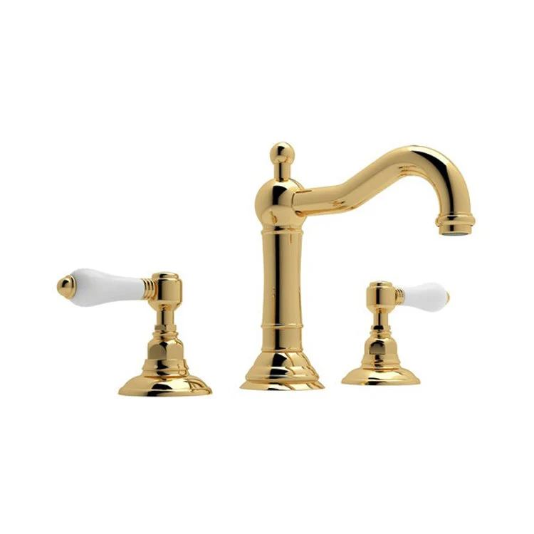 Lavatory Faucet Acqui Widespread 2 Porcelain Lever Unlacquered Brass 1.2 Gallons per Minute - Frankwebs