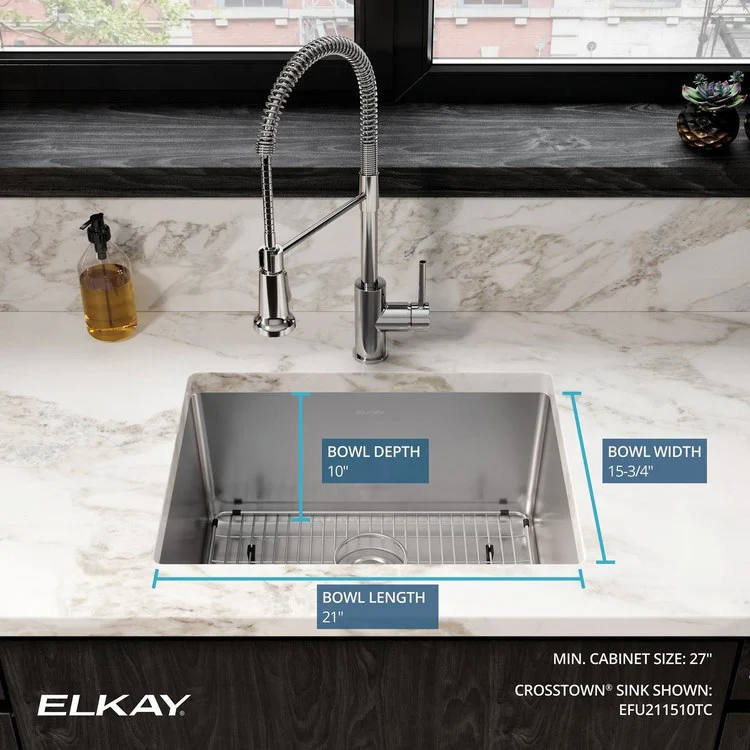 Sink Kit Crosstown 23.5 x 18.25 Inch Single Bowl Polished Satin Bottom Grid Strainer Drain Cleanser Towel Cloth Bag Geometric Design Offers Straight Sidewalls and a Flat Bottom for a Modern Look and More Usable Space - Frankwebs