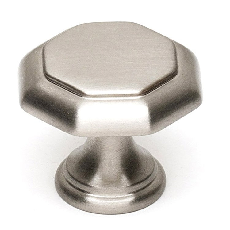 Knob II Collection Hexagon Polished Nickel Brass 1-1/8 Inch 1 Inch 11/16 Inch - Frankwebs