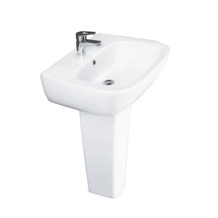Pedestal Lavatory Elena 500 Centerset White Rectangular - Frankwebs