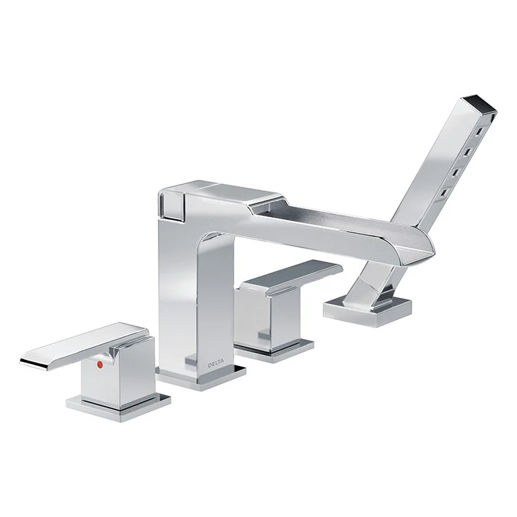 Ara Two Handle 4-Hole Roman Tub Faucet with Channel Spout/Handshower - Frankwebs