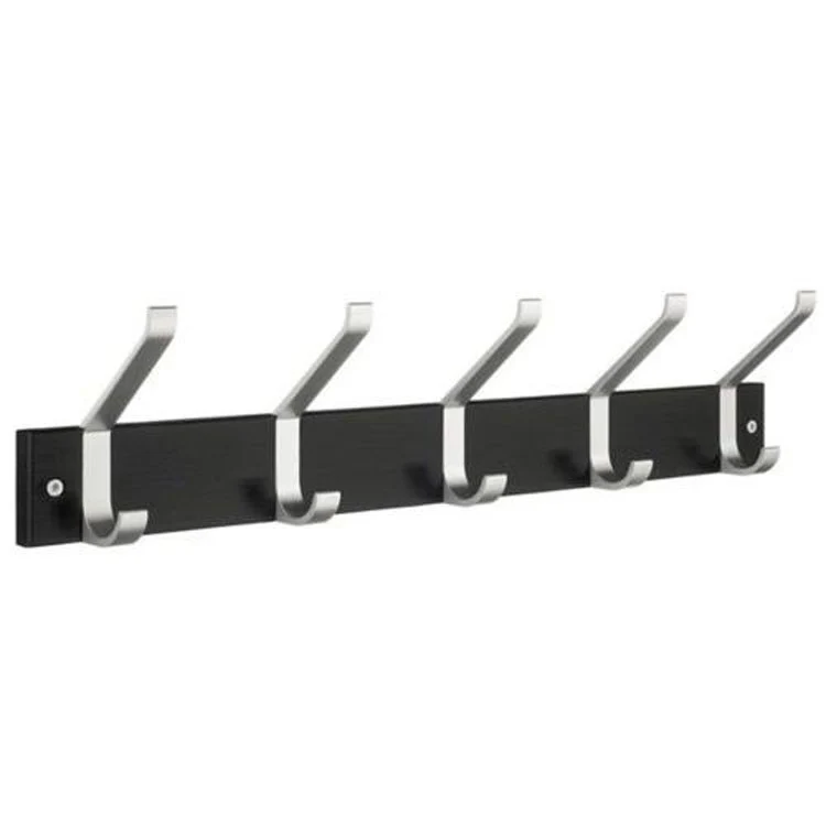 Coat Rack 5 Hook 3-7/8 x 24 x 5-1/2 Inch Black Wood/Stainless Steel - Frankwebs